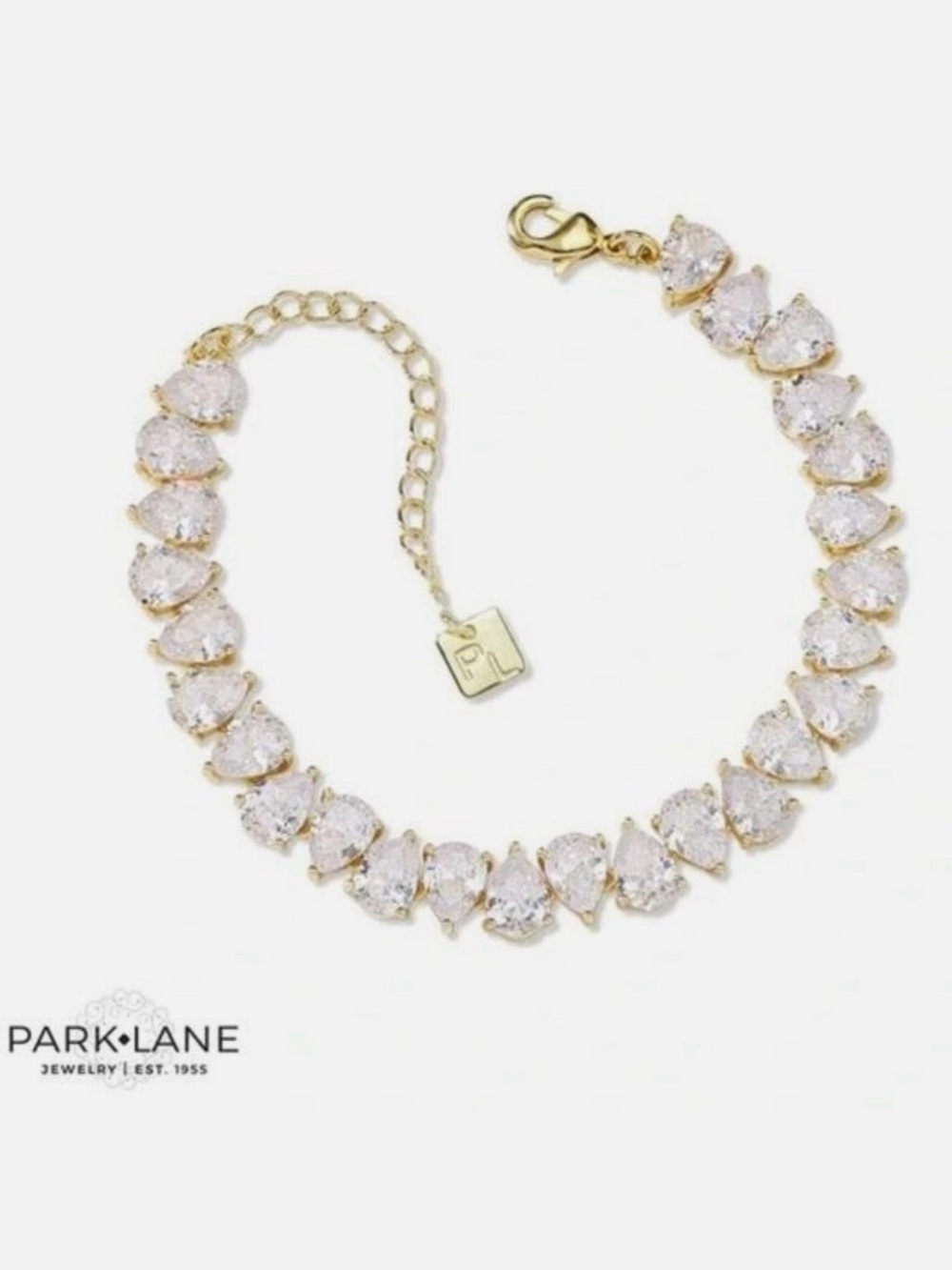 Park Lane Pear Impression Bracelet Gold Clear CZ Tennis Bracelet NWOT